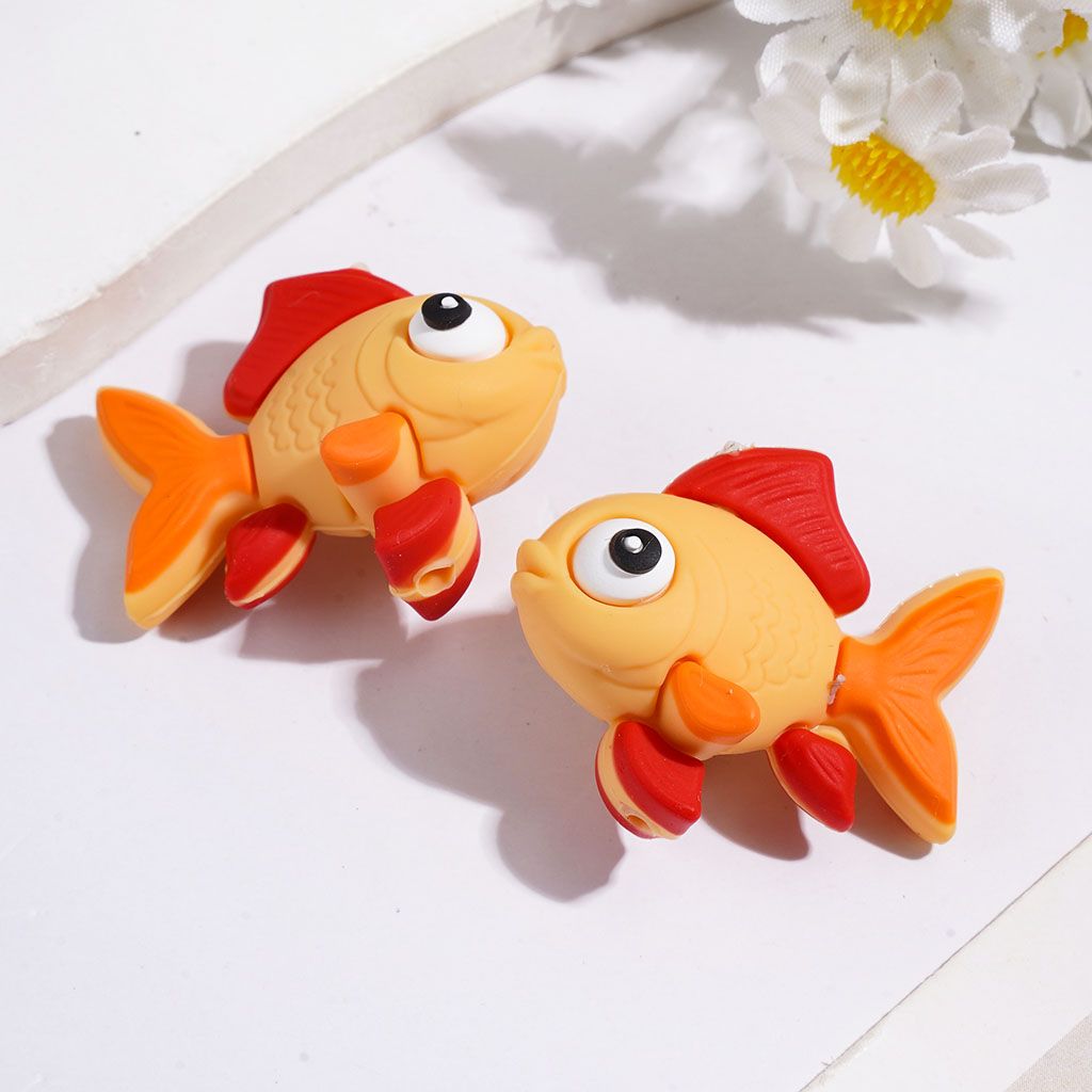3D Goldfish in Various Colors Silicone Focal Beads, 32*26MM