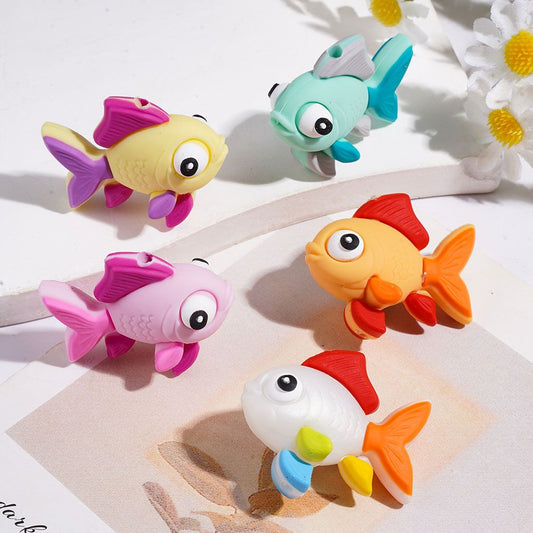 3D Goldfish in Various Colors Silicone Focal Beads, 32*26MM