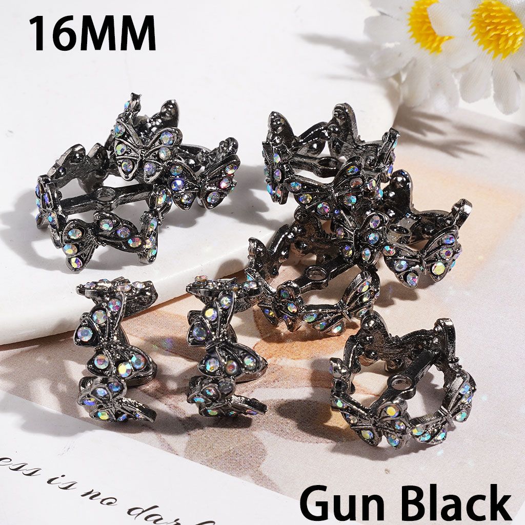 Alloy Bead Cages Crown Design with Butterfly and AB Rhinestones, Bead Cap, 16MM Multi-Color (They Fit 14MM Beads)