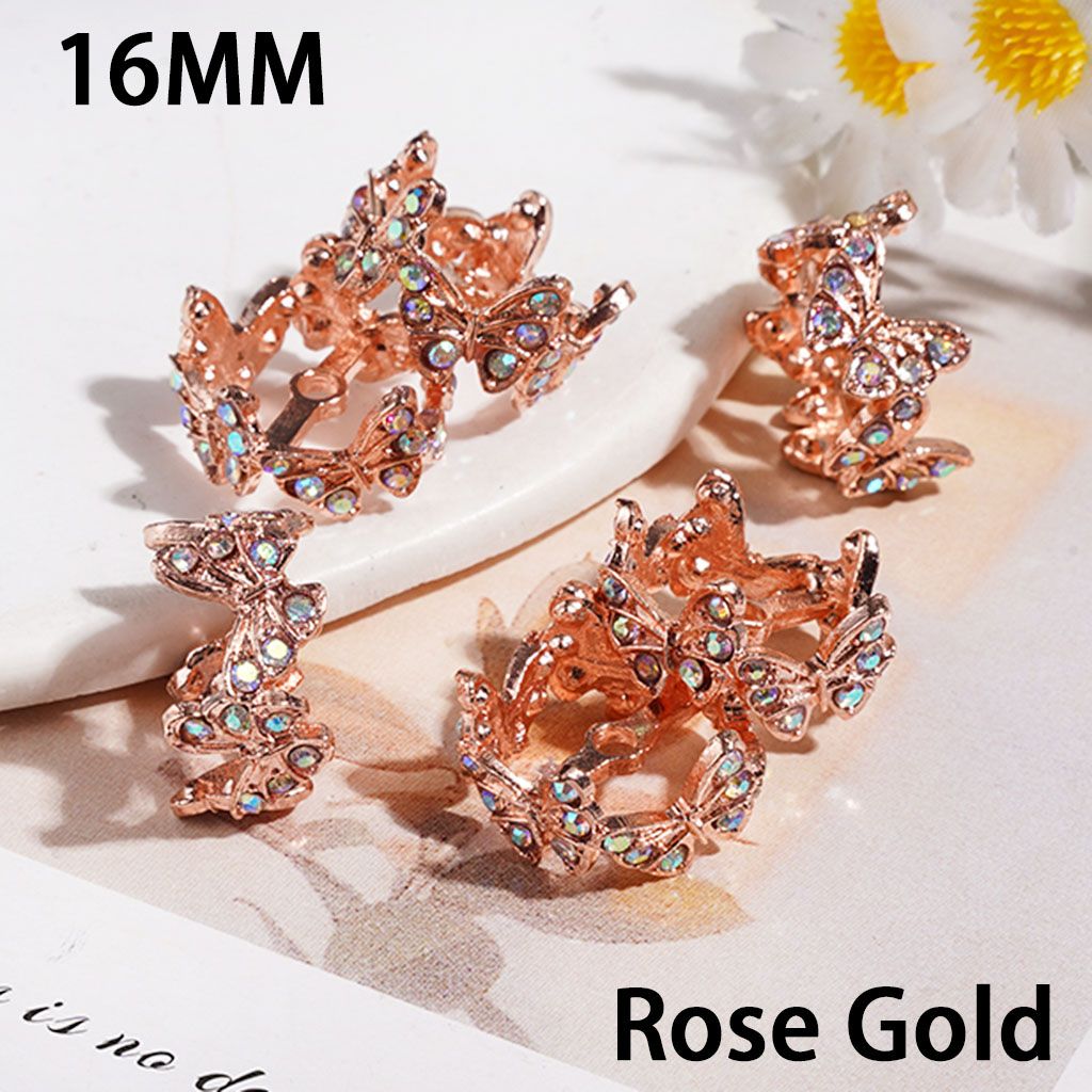 Alloy Bead Cages Crown Design with Butterfly and AB Rhinestones, Bead Cap, 16MM Multi-Color (They Fit 14MM Beads)