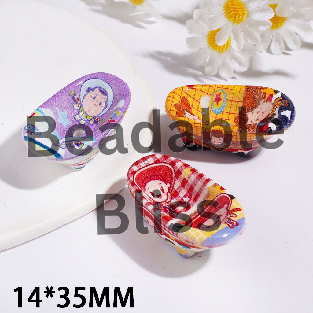 Toy Adventure Character Acrylic Beads, Bathtub Shape, 14*35MM Random Mix