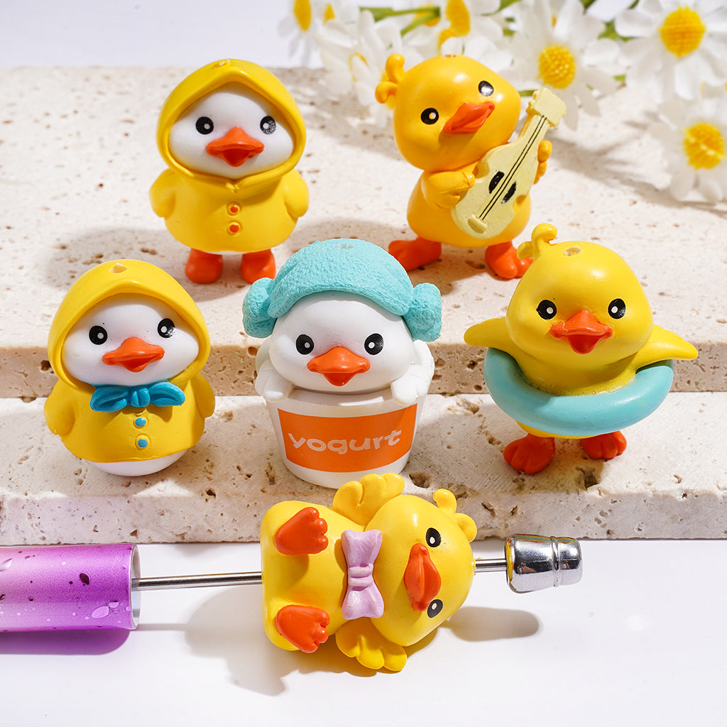 Little Yellow Duck Acrylic Beads for Pen Topper or Jewelry Accessories, Random Mix