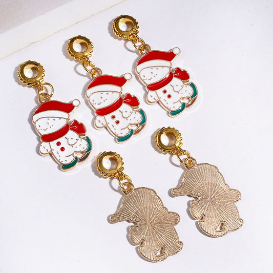 Gold Alloy Bail Loop Beads, Christmas Theme Snowman for Hanging Charms or Pendants, Jewelry Accessories