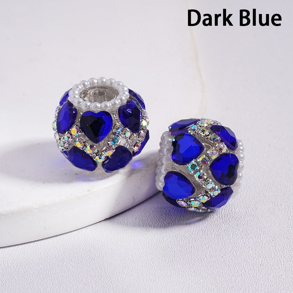 Dark blue beaded earrings on a white surface with 'Dark Blue' text above.