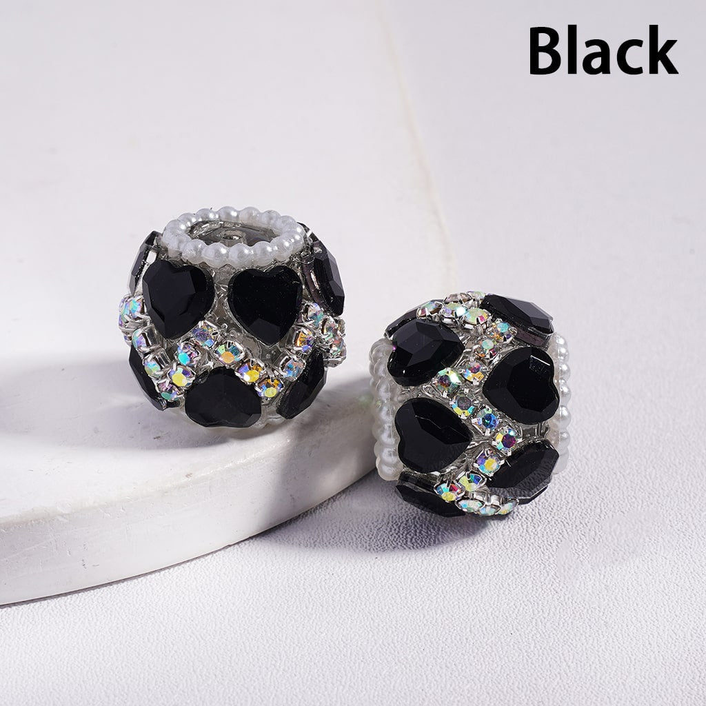 Acrylic Beads with Heart-Shaped Rhinestones, Wave-Shaped AB Rhinestone and White Pearl Chains, 20MM, Multi-Color