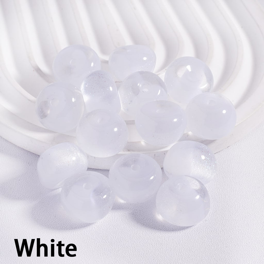 White beads on a white background with 'White' text at the bottom.
