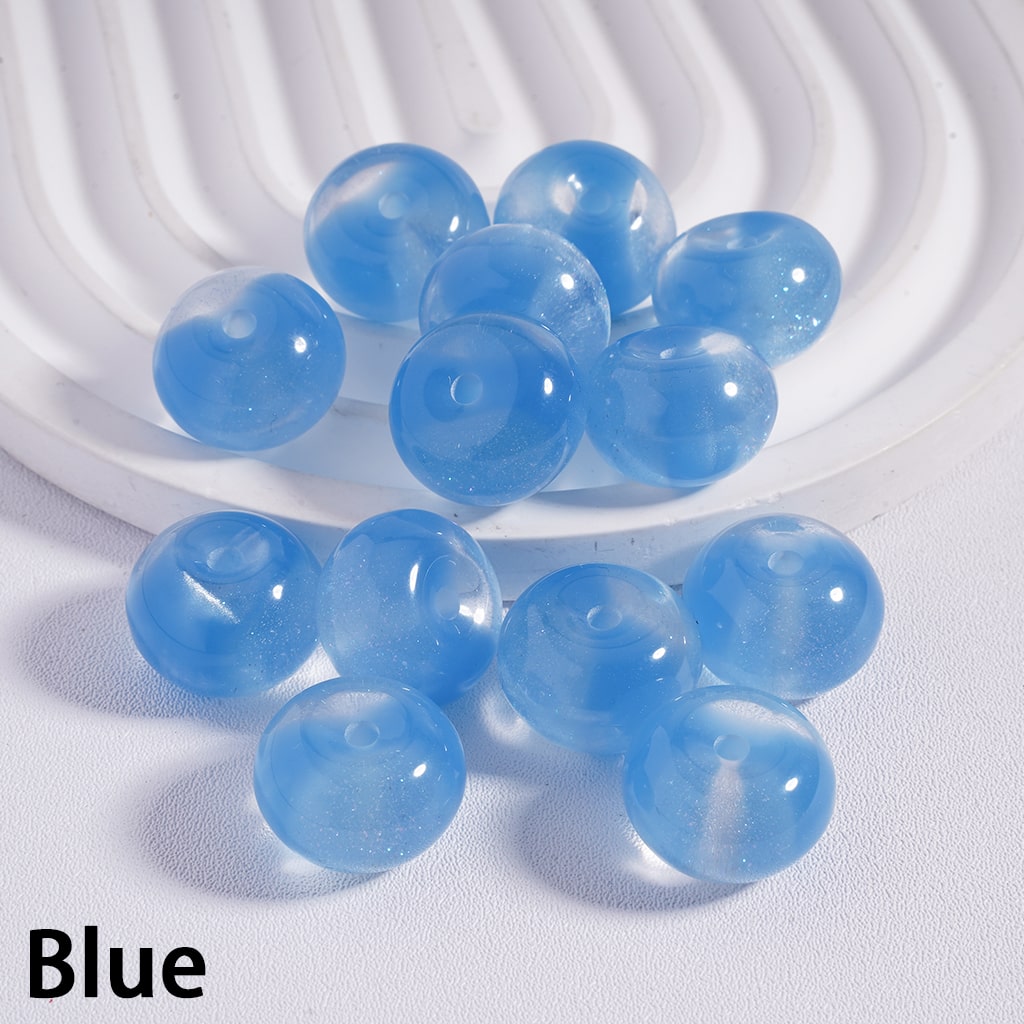 Blue beads on a white background with 'Blue' label