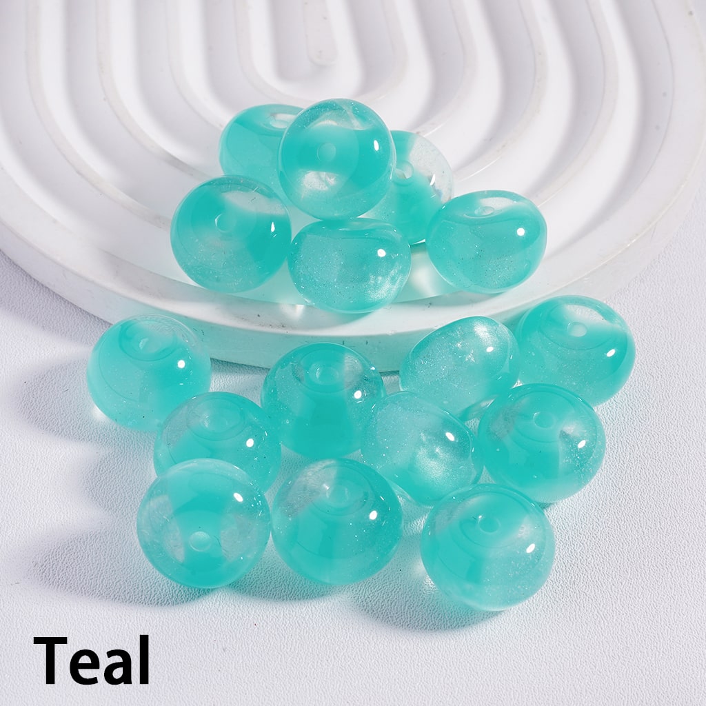Teal beads on a white background with 'Teal' label