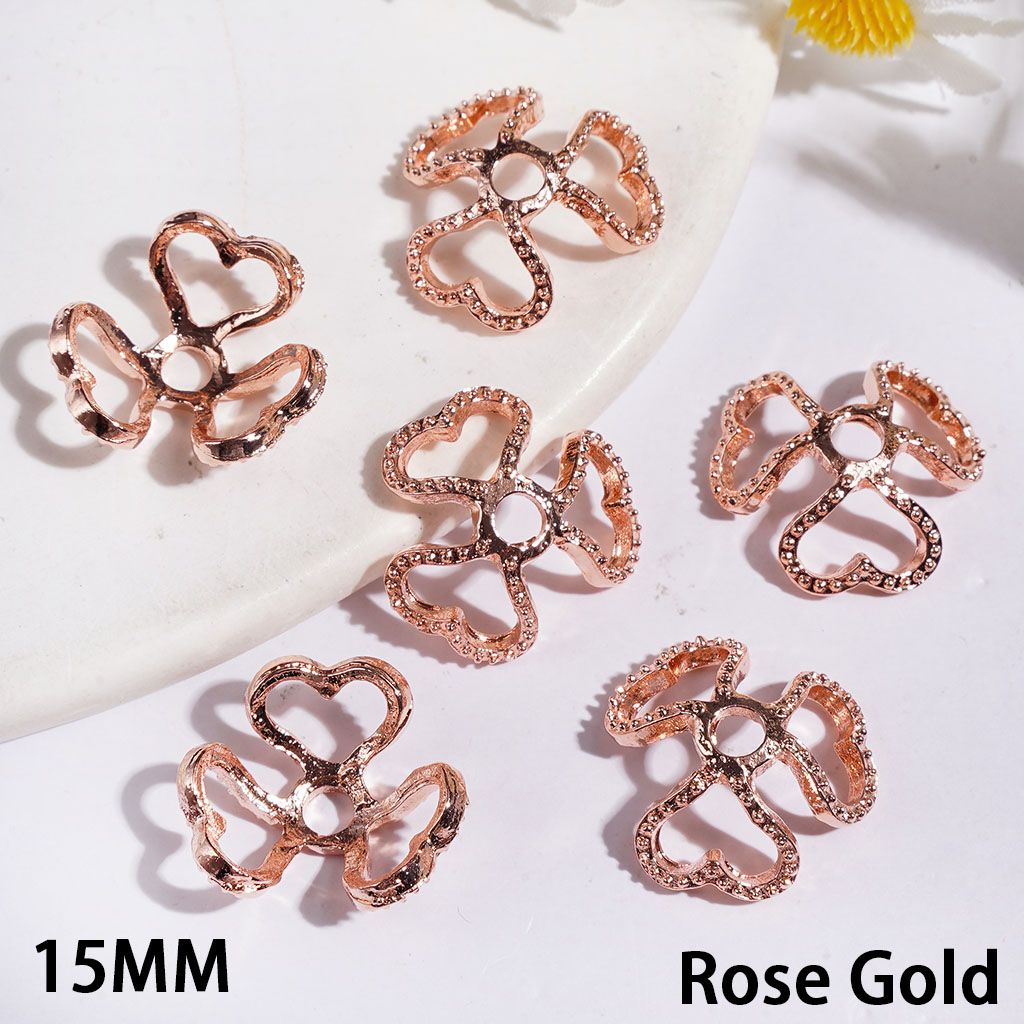 Alloy Bead Cap Cage with Heart, 15MM Multi-Color Random Mix (They Fit 16MM Beads)