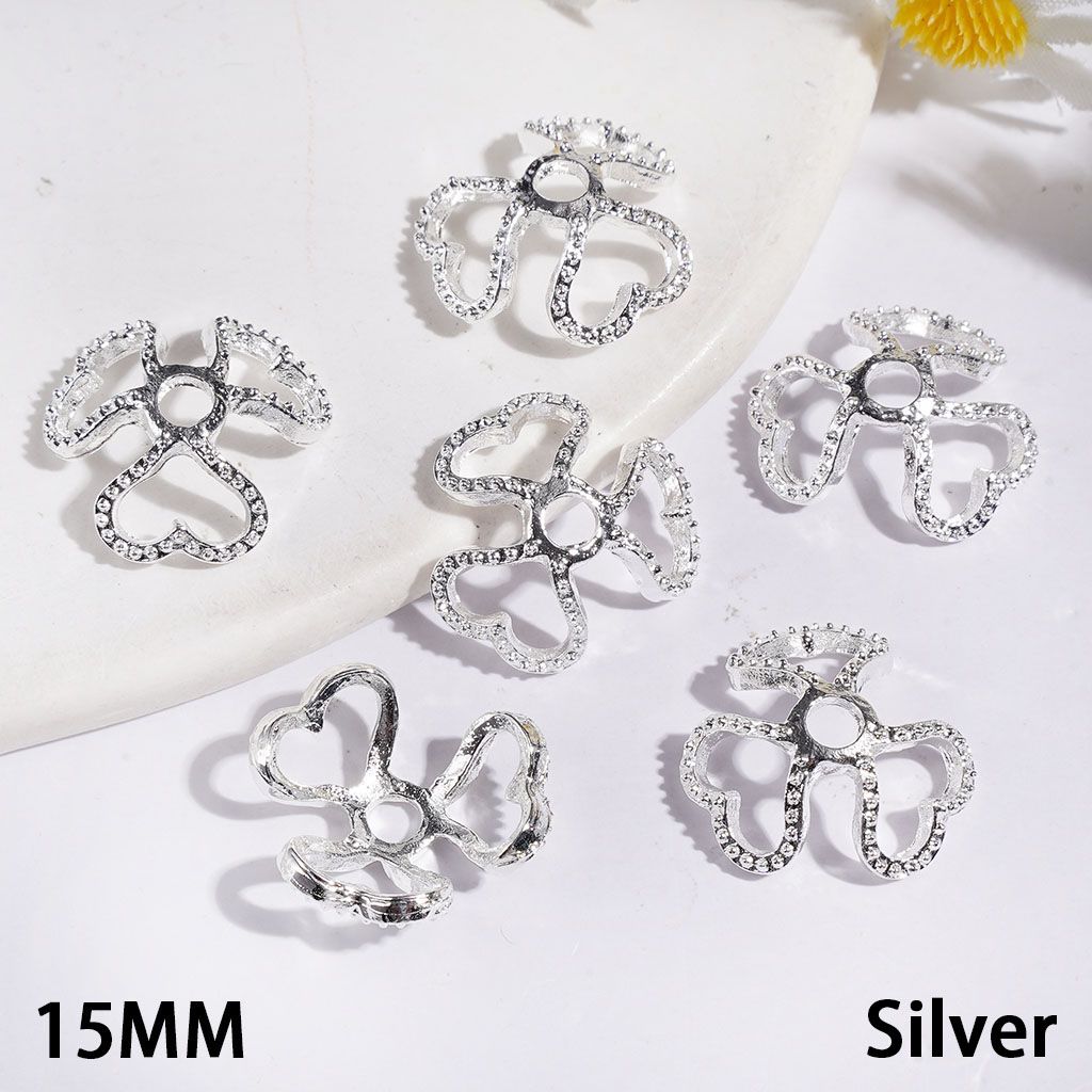 Alloy Bead Cap Cage with Heart, 15MM Multi-Color Random Mix (They Fit 16MM Beads)