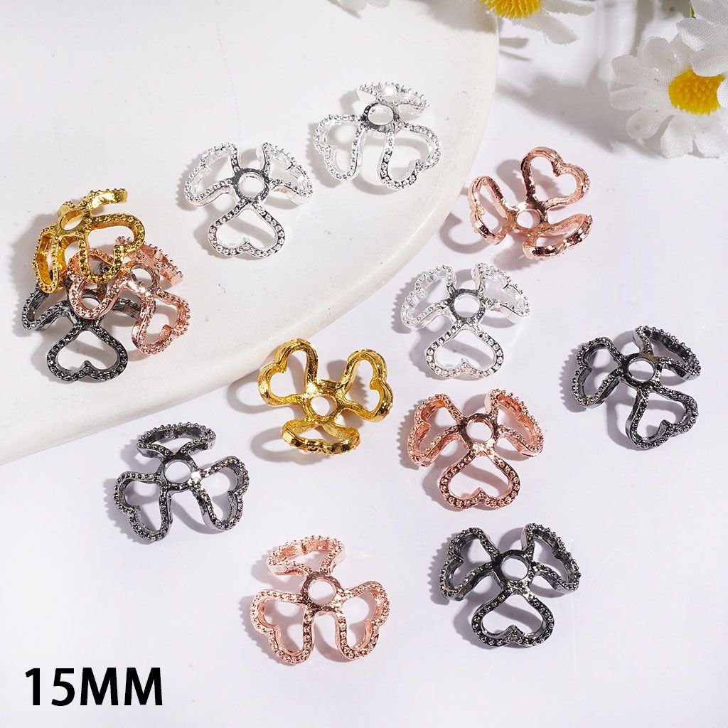 Alloy Bead Cap Cage with Heart, 15MM Multi-Color Random Mix (They Fit 16MM Beads)