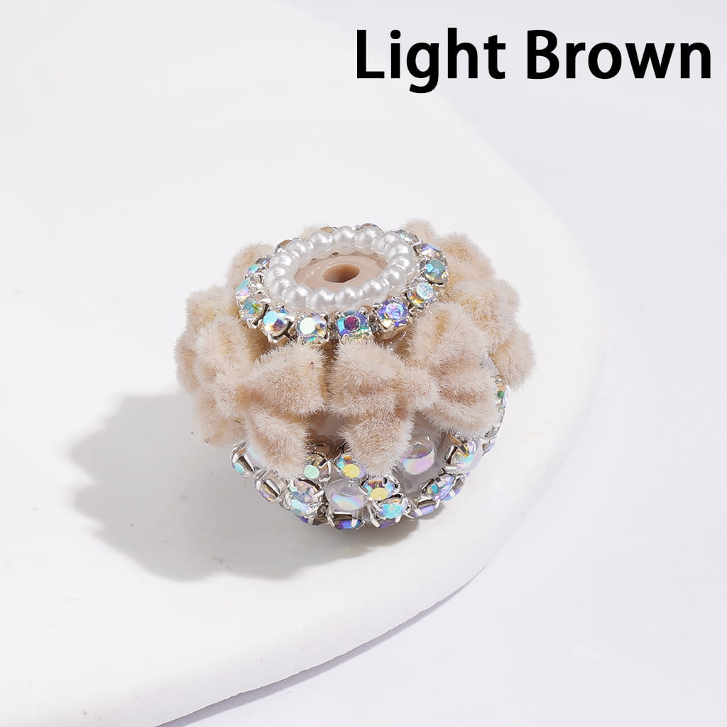 Acrylic Beads with Flocked Fluffy Bowtie, White Pearls and AB Rhinestone Chains, Multi-Color (Please Read Description)