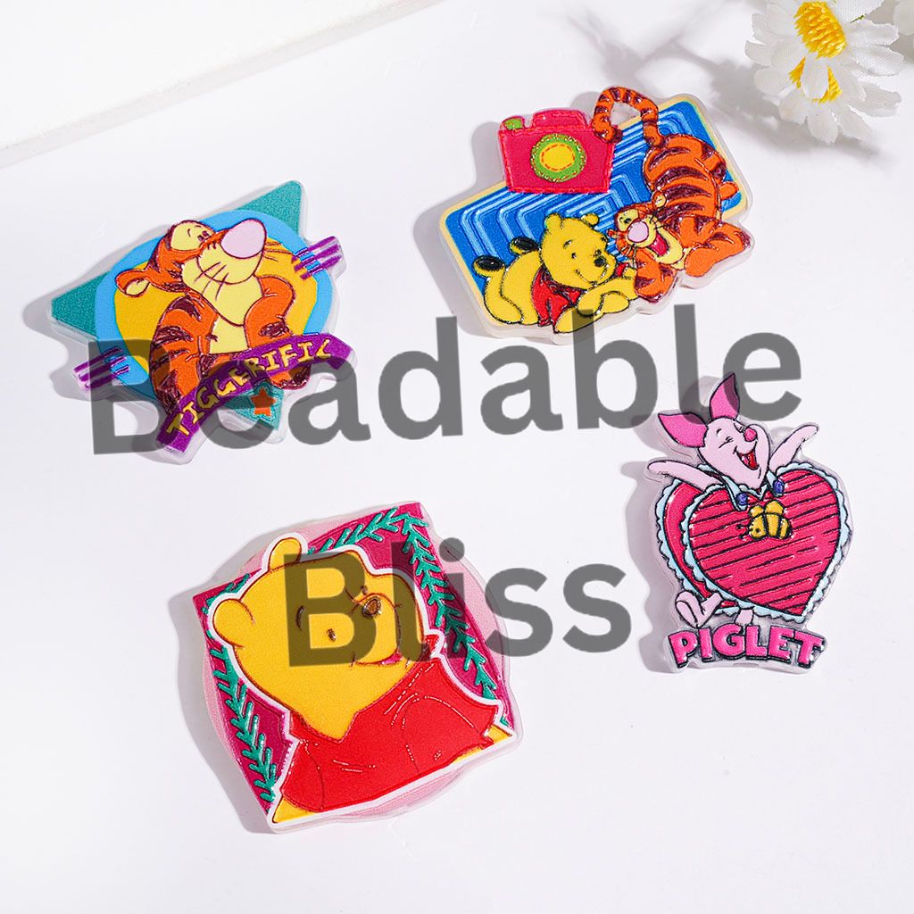 Classic Animation Character Tiger Bear Horse Pig Series Acrylic Beads, Random Mix