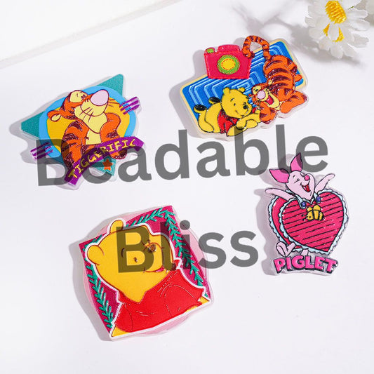 Classic Animation Character Tiger Bear Horse Pig Series Acrylic Beads, Random Mix