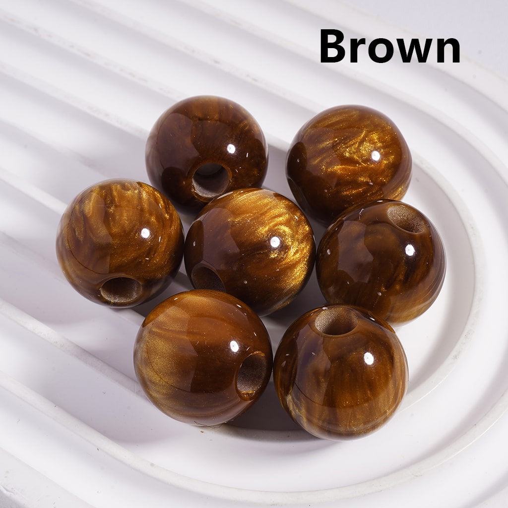 Acrylic Beads for Bracelets Round with Cat Eye Style and Texture, Big Hole Beads, 20MM, Multi-Color (The Hole Diameter is 6 MM)