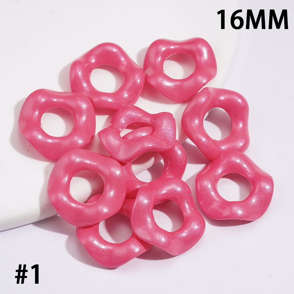 Acrylic Spacer Beads w Wavy Scalloped Hollow, Pearl Finish, 16MM, Multi-Color (Hole Diameter Approx 6.5MM)