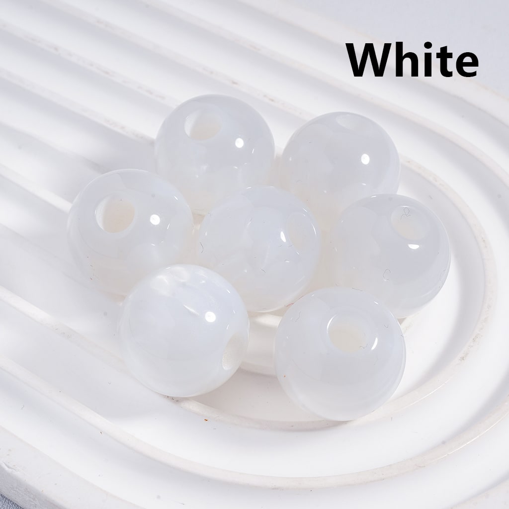 Acrylic Beads for Bracelets Round with Cat Eye Style and Texture, Big Hole Beads, 20MM, Multi-Color (The Hole Diameter is 6 MM)