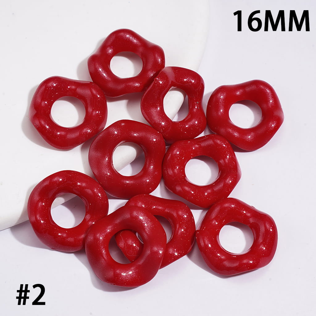 Acrylic Spacer Beads w Wavy Scalloped Hollow, Pearl Finish, 16MM, Multi-Color (Hole Diameter Approx 6.5MM)