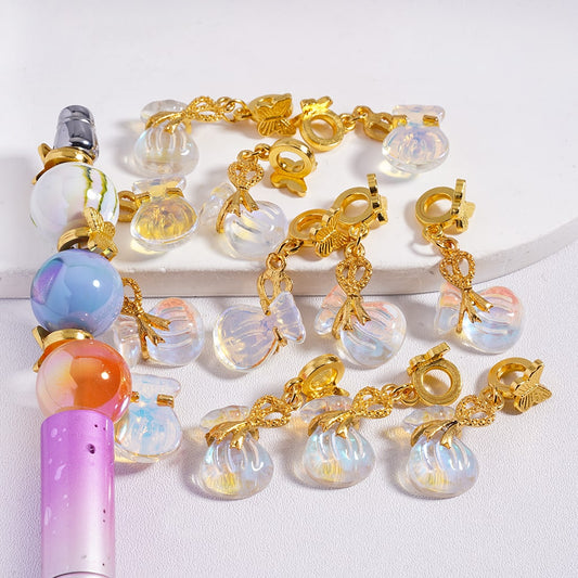 Gold Alloy Bail Beads with Butterfly, Charm Pendant with Acrylic UV Coating Money-Bag