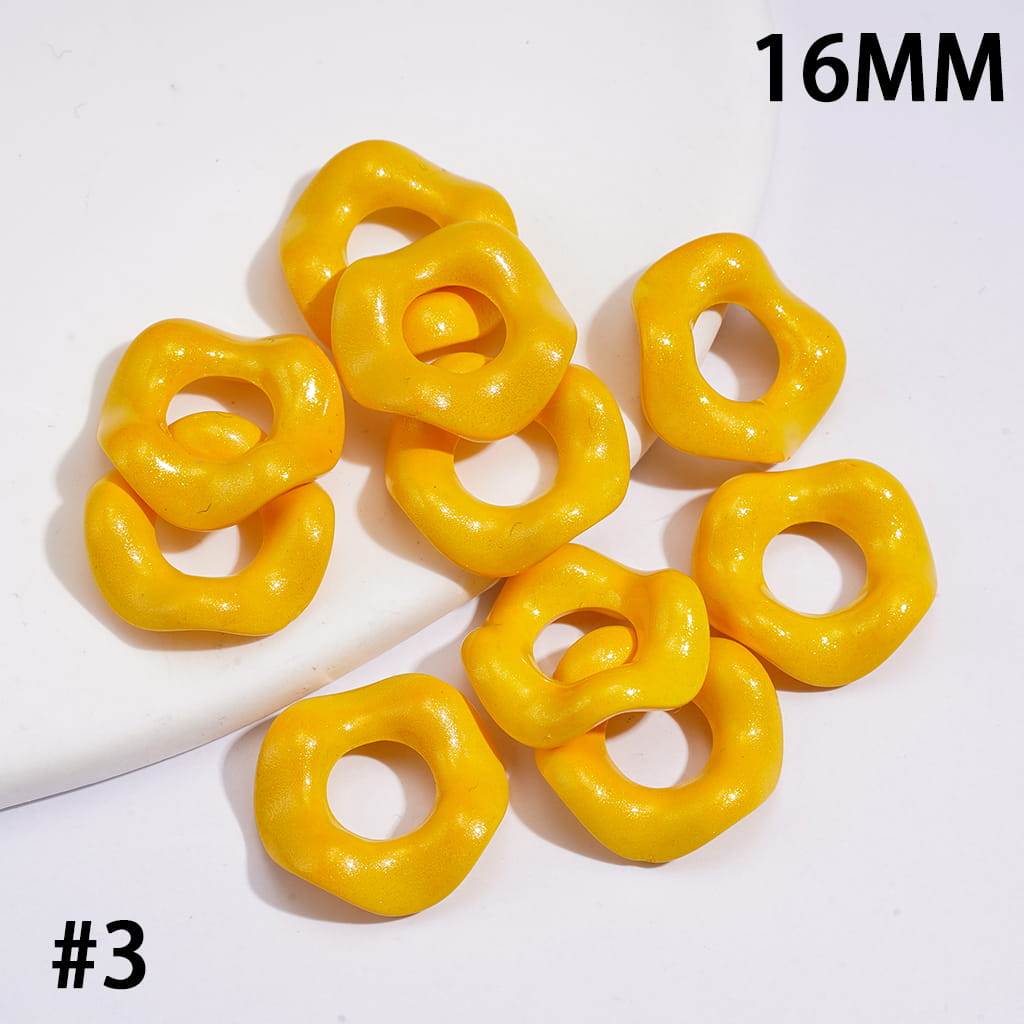 Acrylic Spacer Beads w Wavy Scalloped Hollow, Pearl Finish, 16MM, Multi-Color (Hole Diameter Approx 6.5MM)