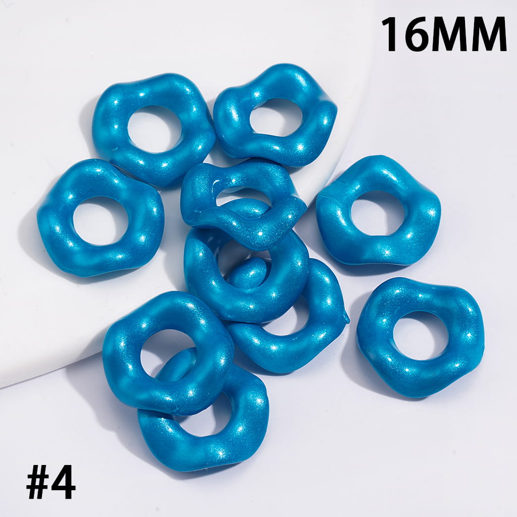 Acrylic Spacer Beads w Wavy Scalloped Hollow, Pearl Finish, 16MM, Multi-Color (Hole Diameter Approx 6.5MM)