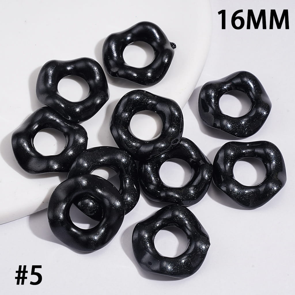 Acrylic Spacer Beads w Wavy Scalloped Hollow, Pearl Finish, 16MM, Multi-Color (Hole Diameter Approx 6.5MM)