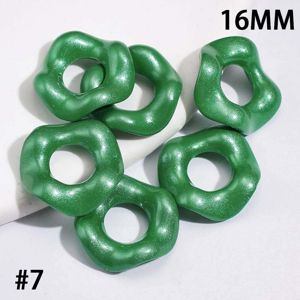 Acrylic Spacer Beads w Wavy Scalloped Hollow, Pearl Finish, 16MM, Multi-Color (Hole Diameter Approx 6.5MM)