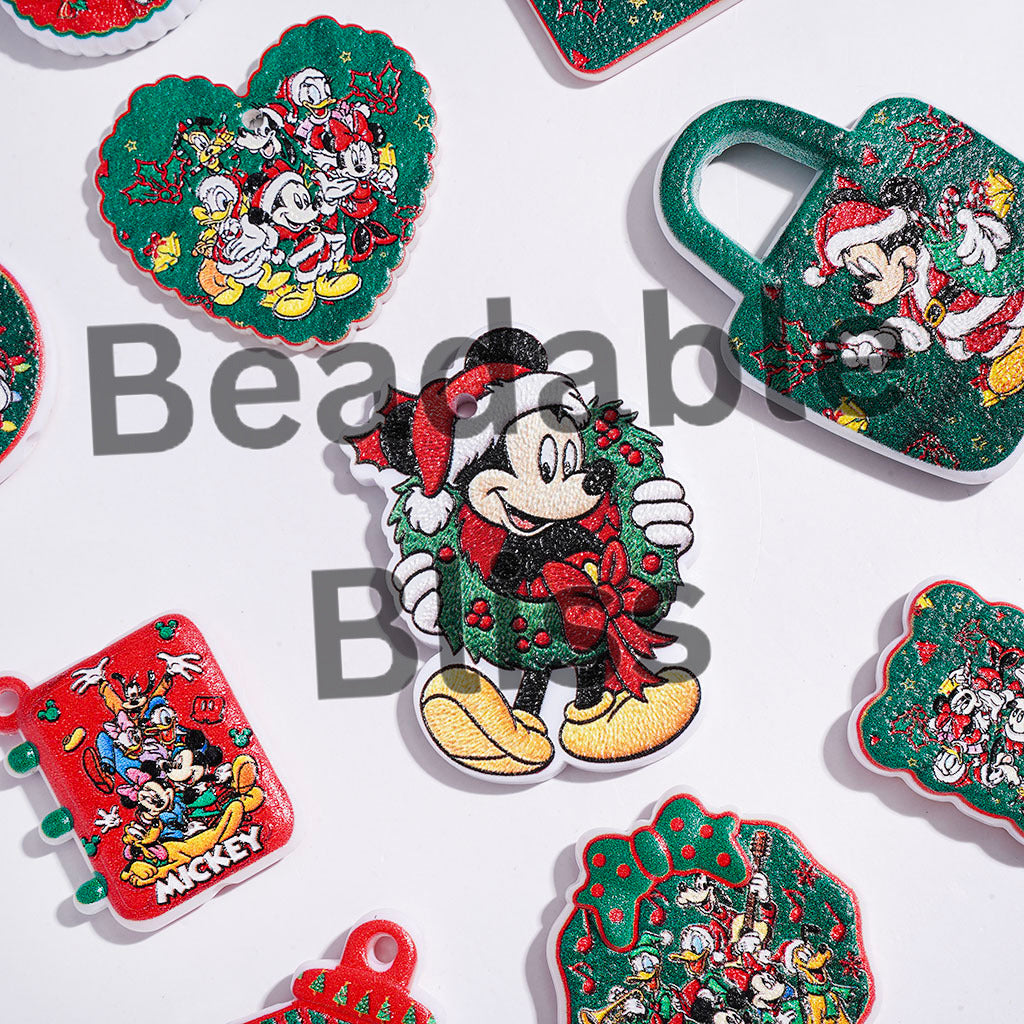 Acrylic Beads and Pendants Classic Animal Character Mouse Duck, Christmas Theme, Random Mix