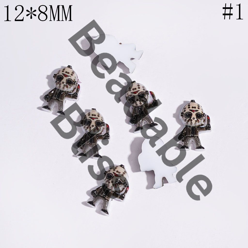 DIY Tiny Acrylic Accessories - Scary Horror Murder Killer Ghost Character Series for Handmade Beads and Pens Jewelry Accessory Killer with Hockey Mask