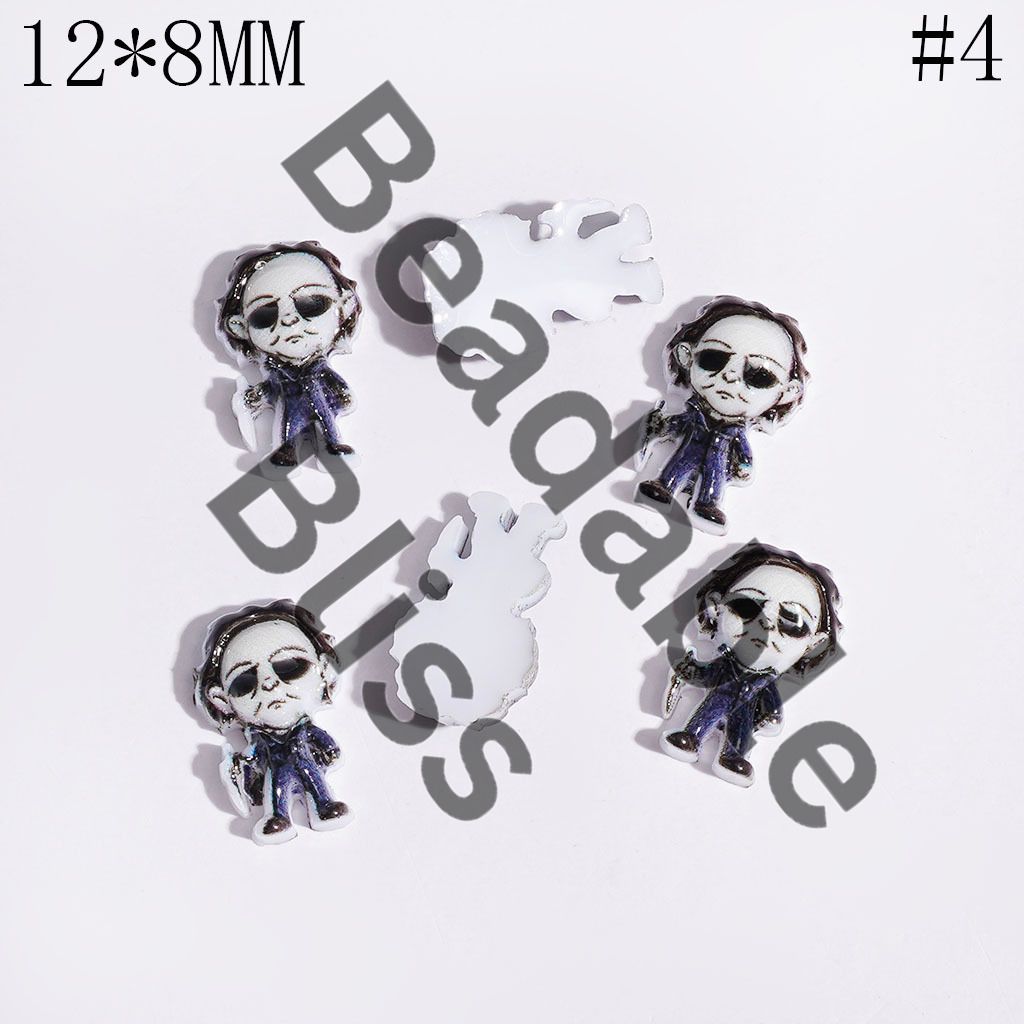 DIY Tiny Acrylic Accessories - Scary Horror Murder Killer Ghost Character Series for Handmade Beads and Pens Jewelry Accessory Killer with Hockey Mask