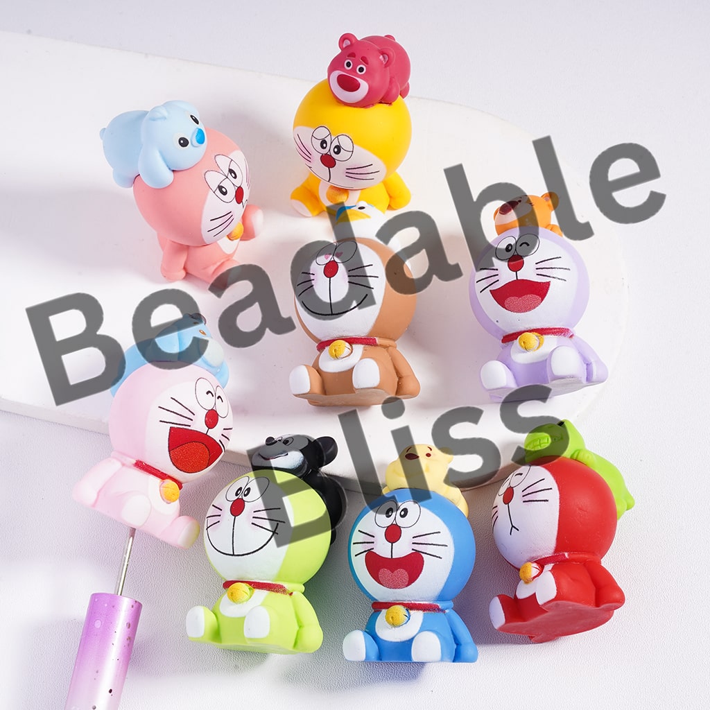 Japanese Robot Cat Character Figurine, can be also used as Acrylic Beads or Pen Topper, Random Mix (Size Varies Between 50 to 53 MM Depending on Figurine)