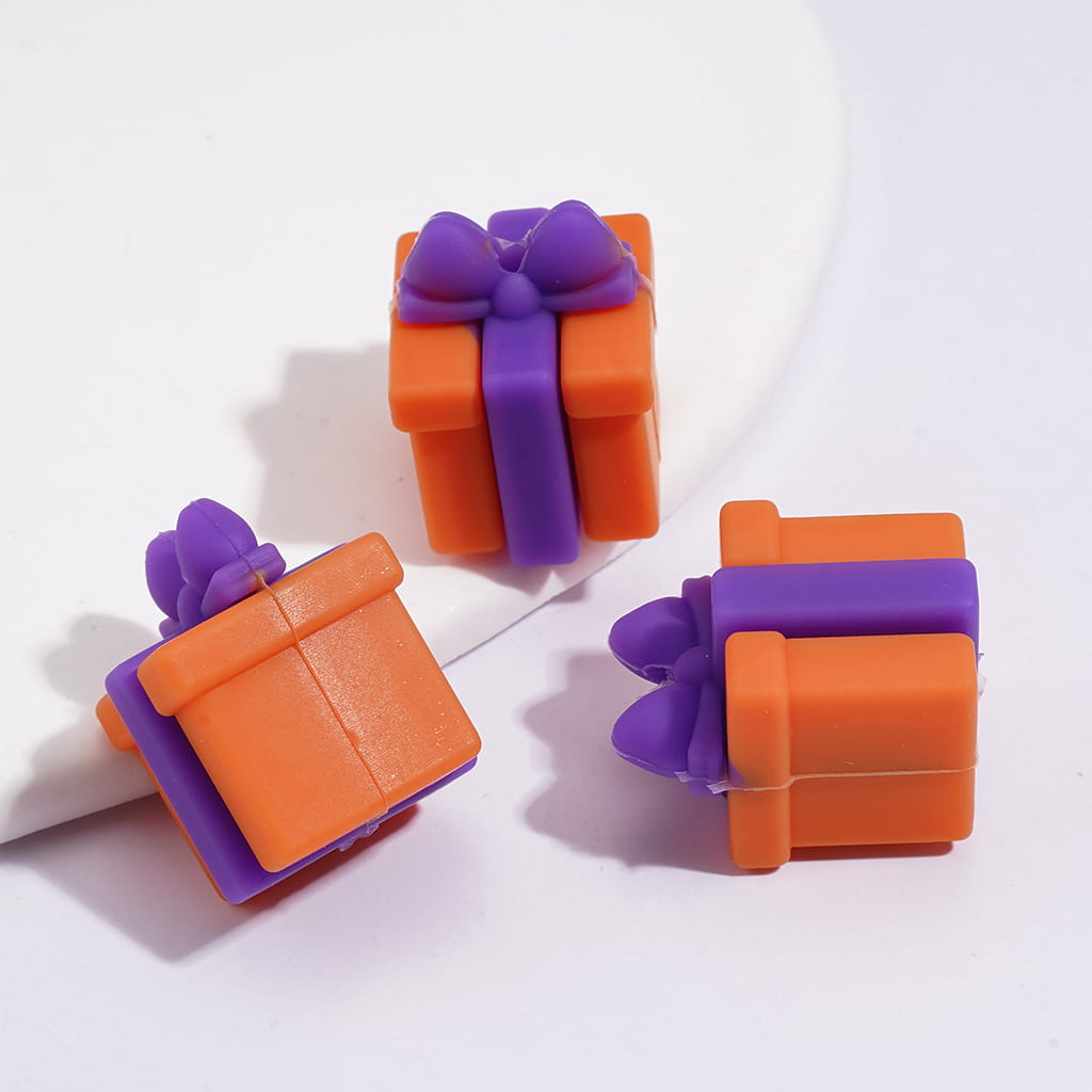 Silicone Focal Beads with 3D Various Colors Gift Box with Bow
