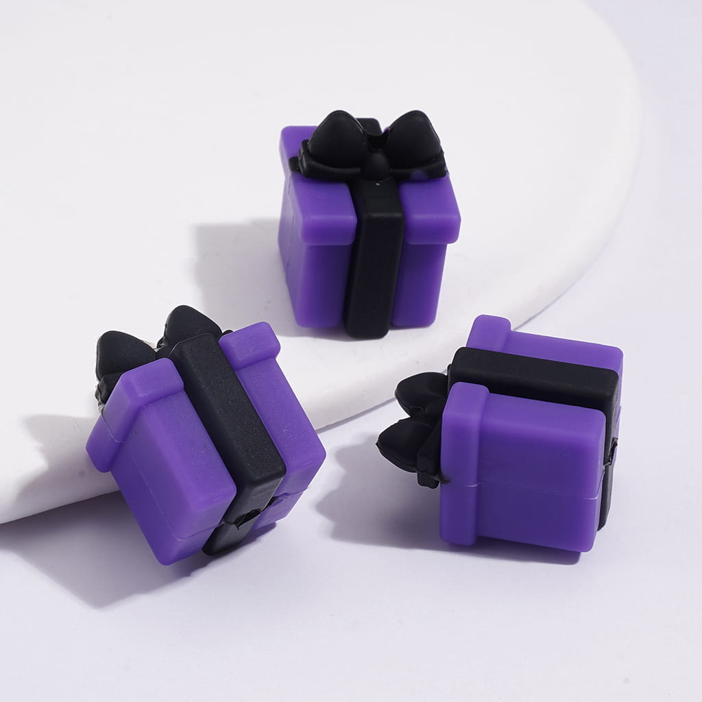 Silicone Focal Beads with 3D Various Colors Gift Box with Bow