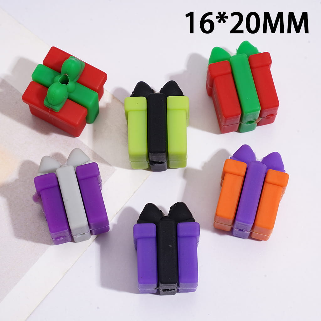 Silicone Focal Beads with 3D Various Colors Gift Box with Bow