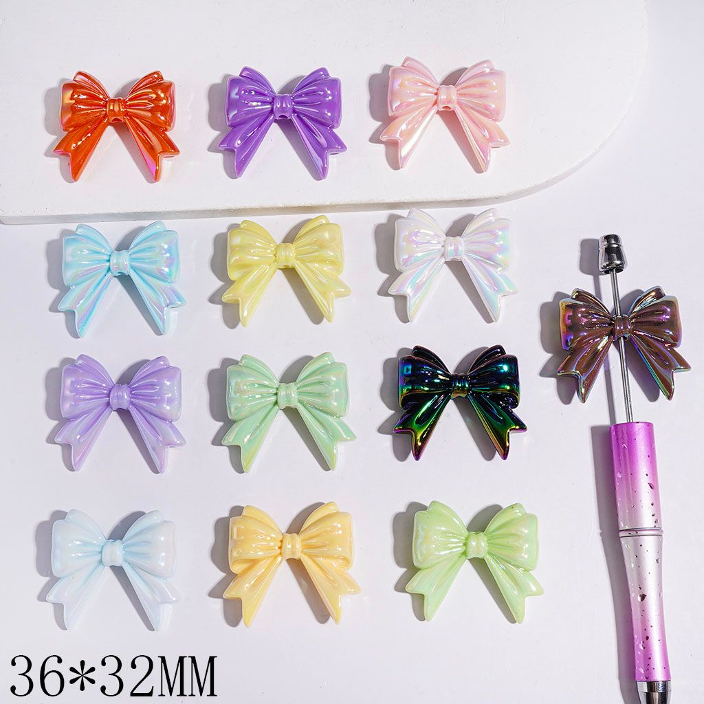 See Thru Clear,Solid,Pastel color Bowtie Acrylic Beads, Random Mix Color,