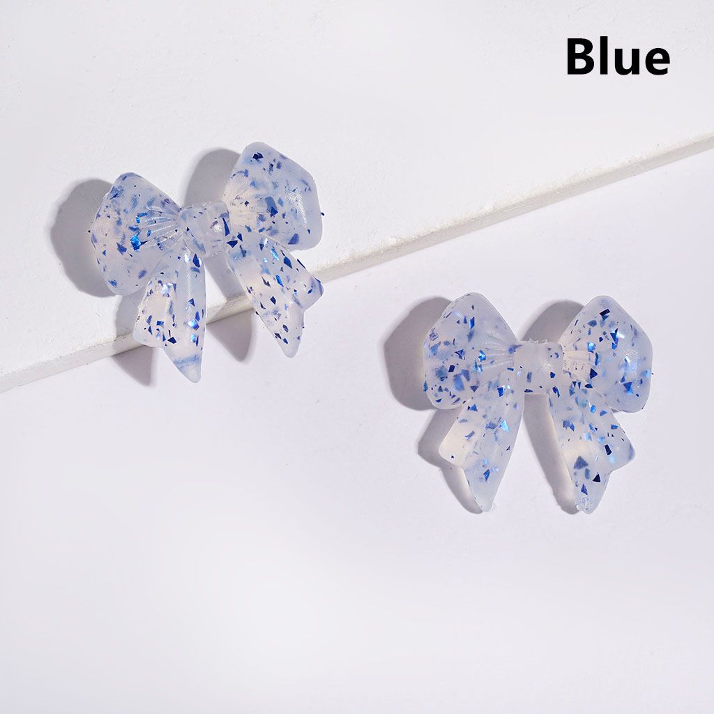 Silicone Focal Beads  Cute Bowtie Colorful Flakes Inside