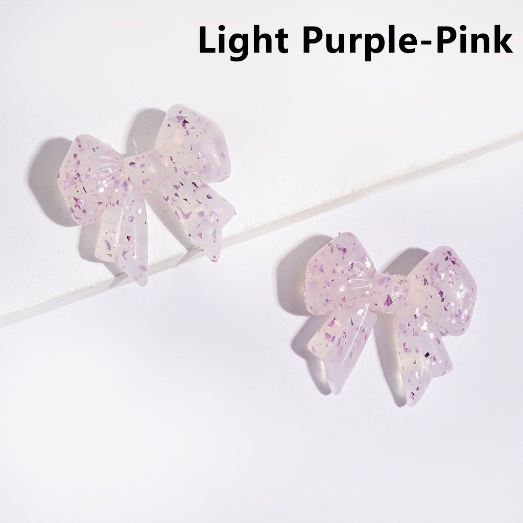 Silicone Focal Beads  Cute Bowtie Colorful Flakes Inside