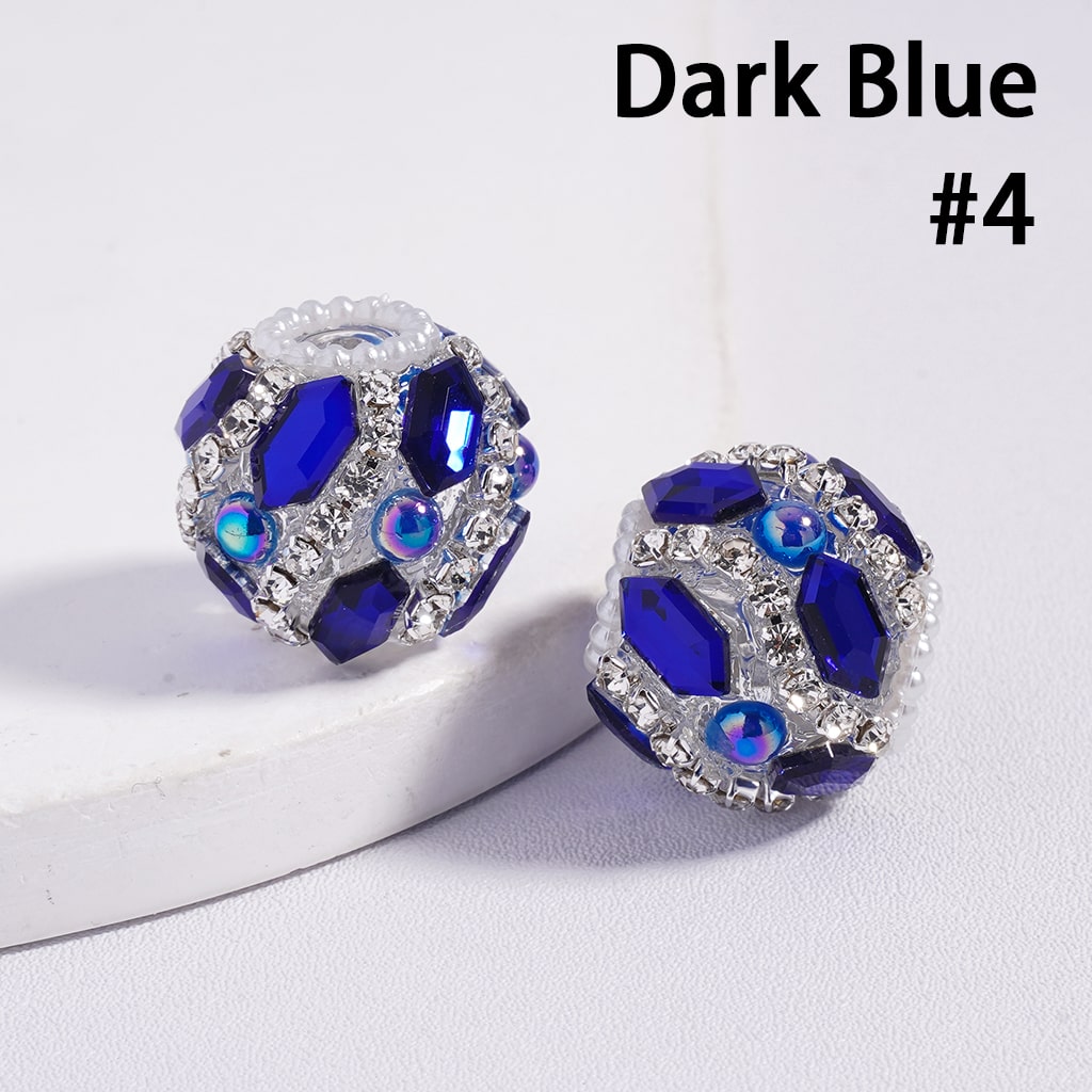 Acrylic Beads with Hexagon Rhinestones and Half-Shell Pearls in Various Color, with Clear Rhinestone and White Pearl Chains, 20MM