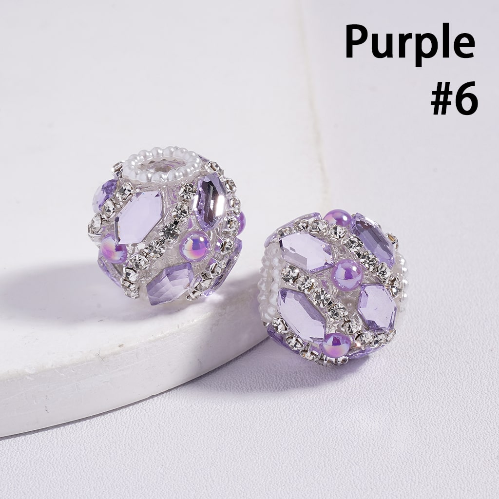 Acrylic Beads with Hexagon Rhinestones and Half-Shell Pearls in Various Color, with Clear Rhinestone and White Pearl Chains, 20MM