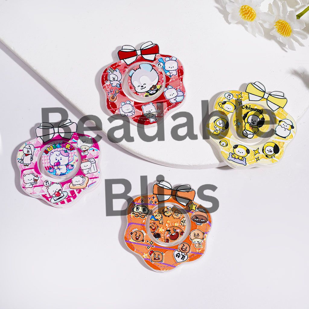 Acrylic Beads Korea Boy Group Image Pattern, Hollowed Wreath with Bowtie and Various Tiny Decoration Piece, Multi-Color Random Mix (Please Read Description)