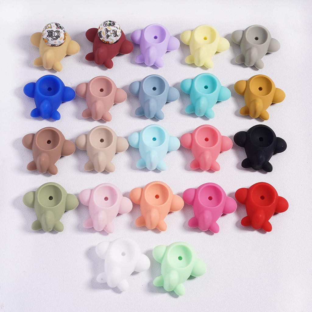 Silicone Focal Beads Mini Cute Airplane in Various Colors, Random Mix