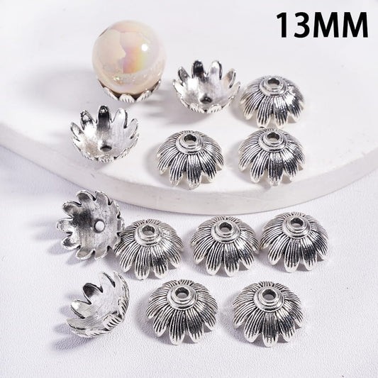 Silver Bead Cages with Petal Flower, Alloy Bead Cap, 13MM (They Fit 14MM Beads)