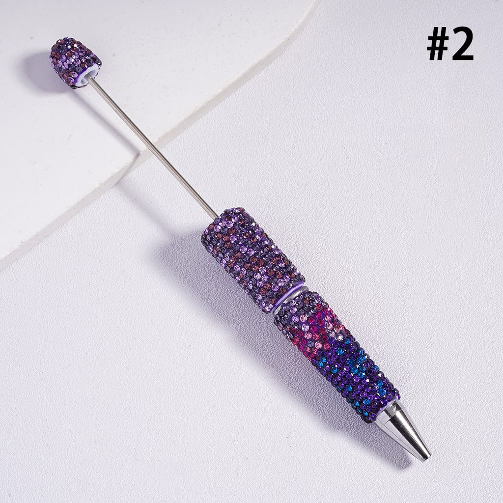 Beadable Clay Pens with Ombre Color Multi-Color Rhinestones Covered the Entire Pen