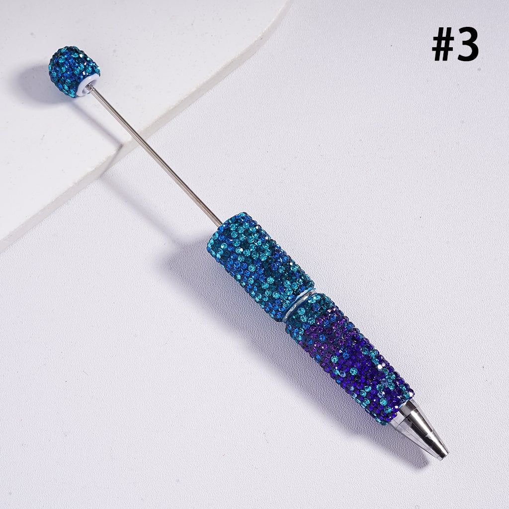 Beadable Clay Pens with Ombre Color Multi-Color Rhinestones Covered the Entire Pen