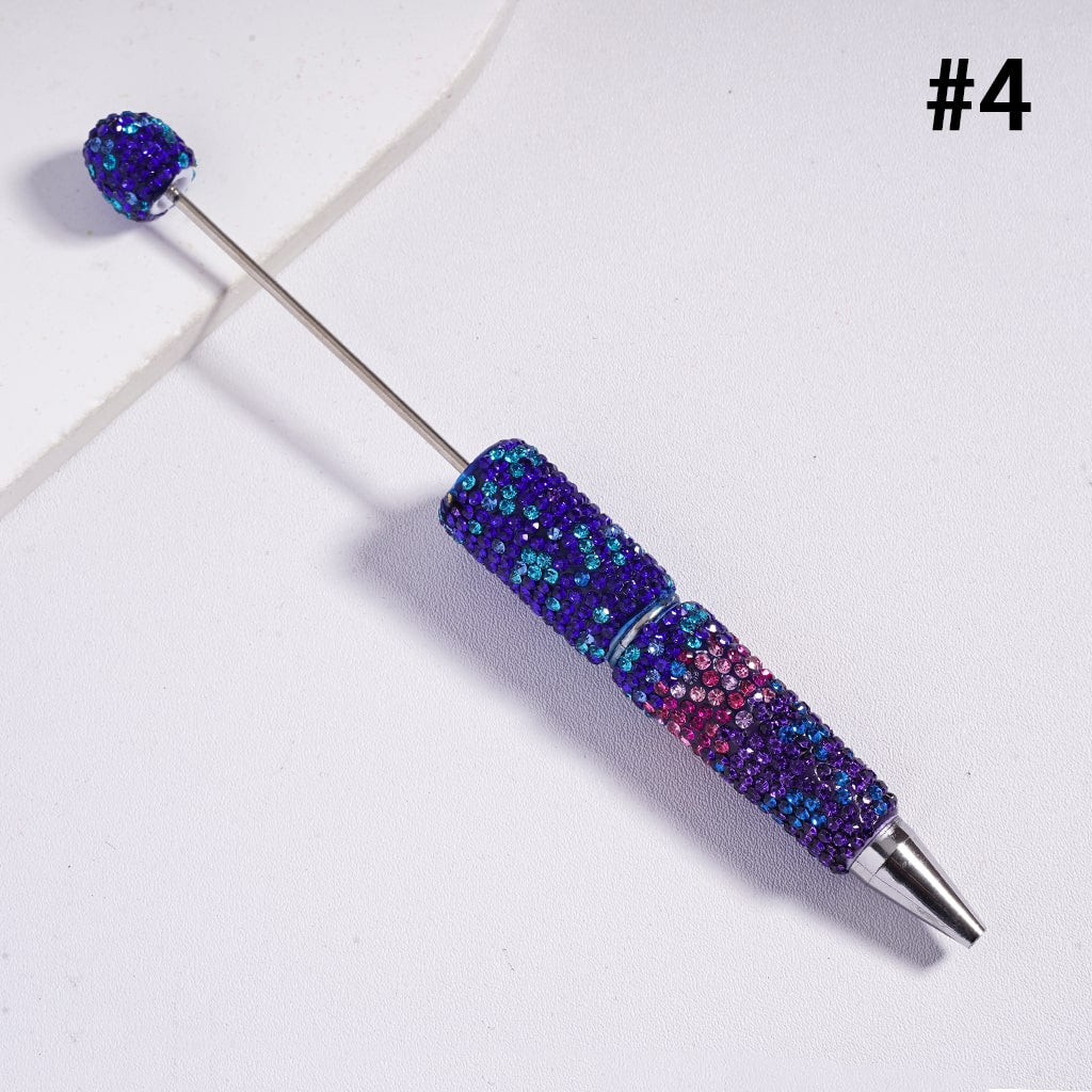 Beadable Clay Pens with Ombre Color Multi-Color Rhinestones Covered the Entire Pen