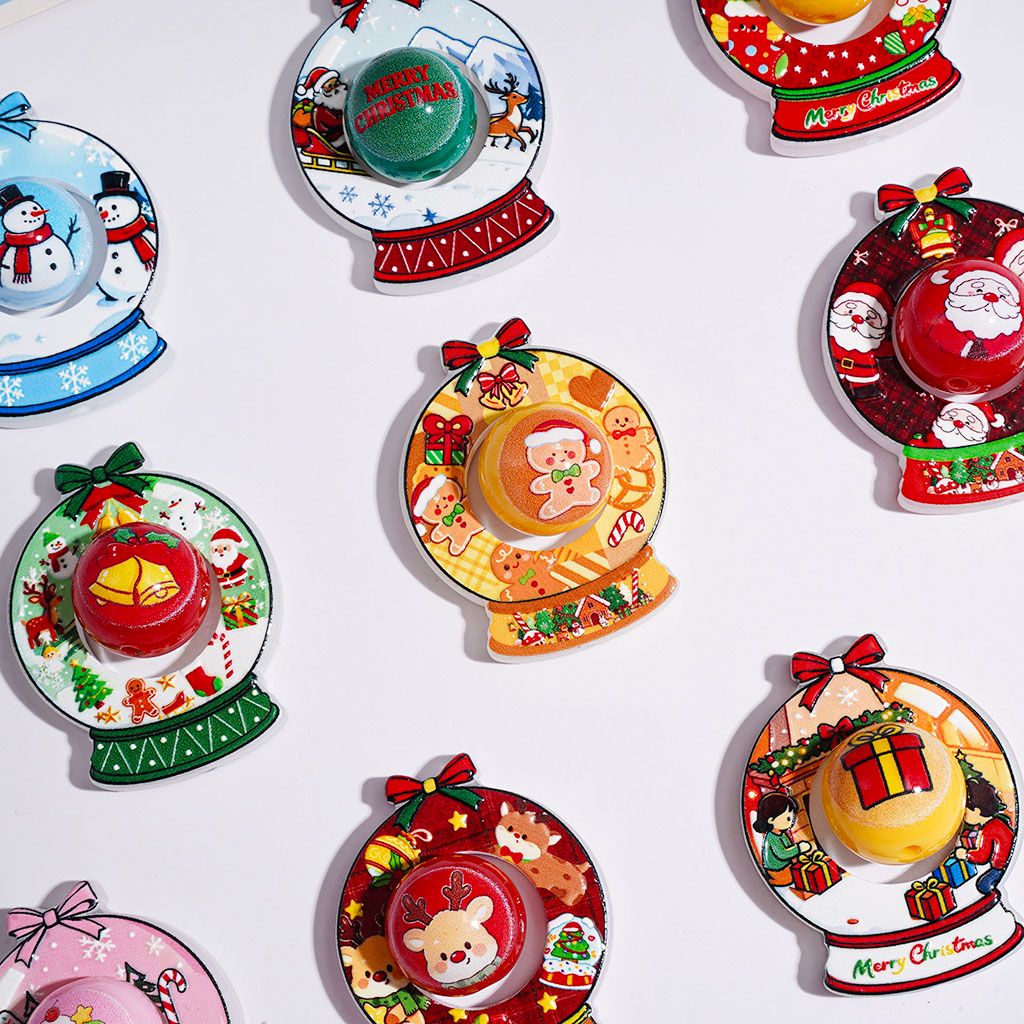 Acrylic Beads  Hollowed Crystal Ball with Bowtie Christmas Tree Santa Claus Snowman Gingerbread Man Bell Gift Box Reindeer & Round Beads, Random Mix (Please Read the Description)