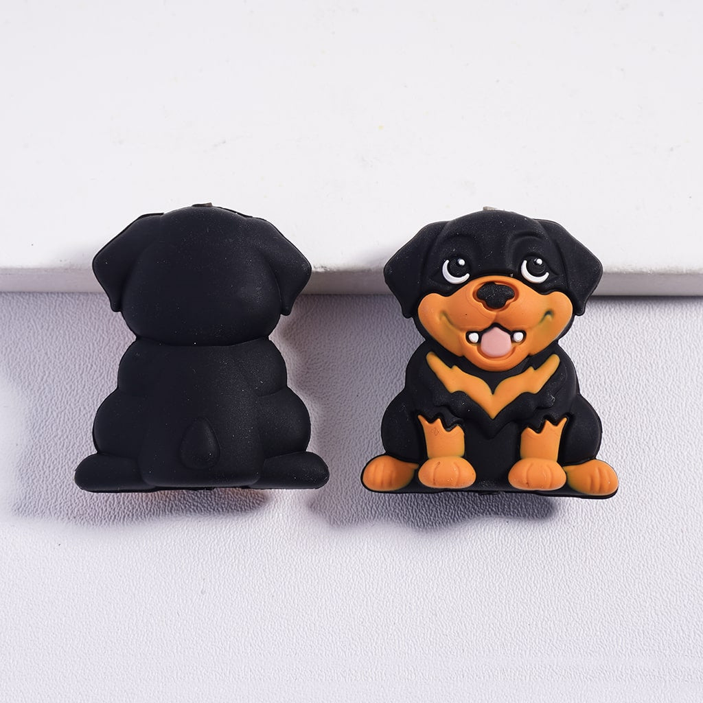 Silicone Focal Beads 3D Lovely Dog in Sitting Gesture Series