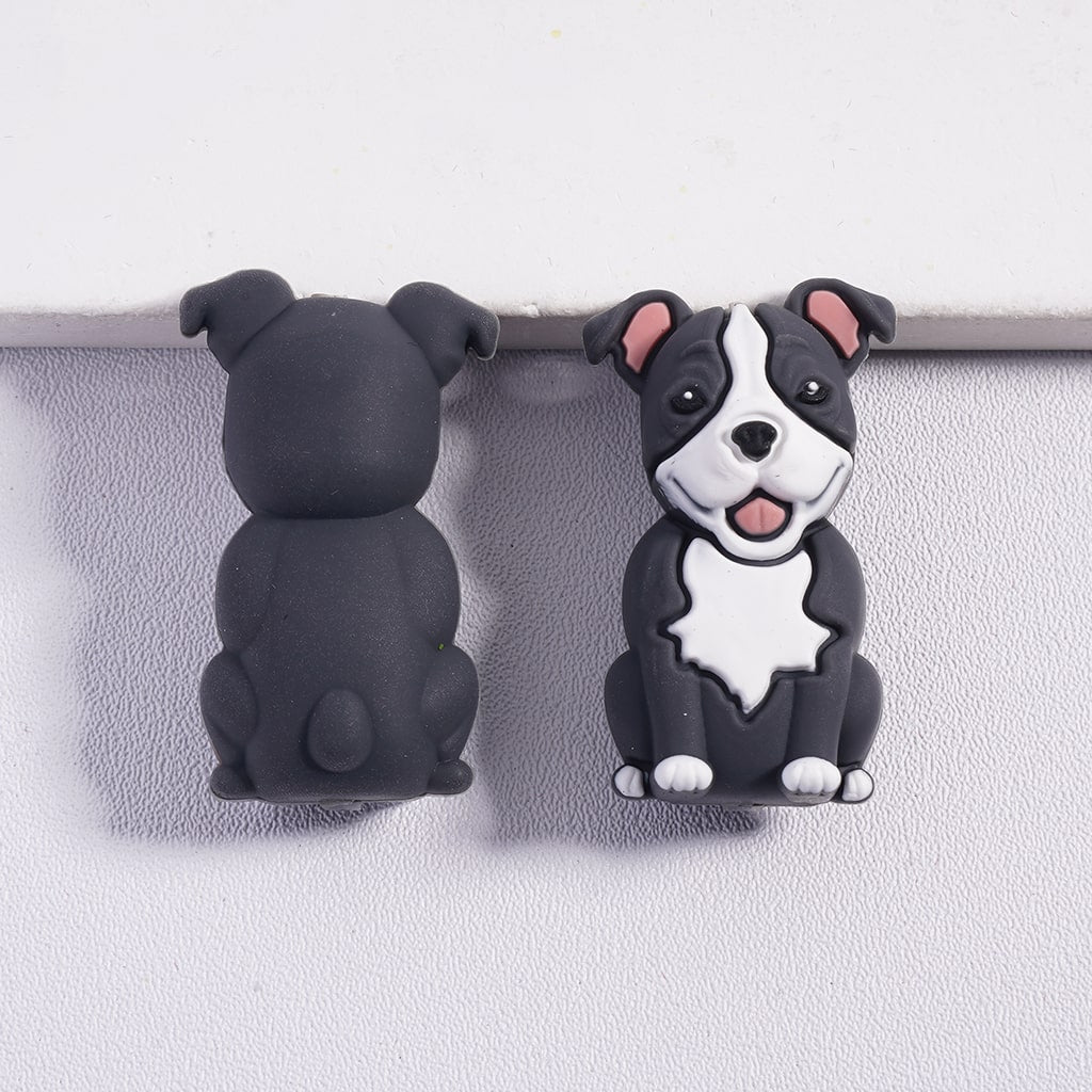 Silicone Focal Beads 3D Lovely Dog in Sitting Gesture Series