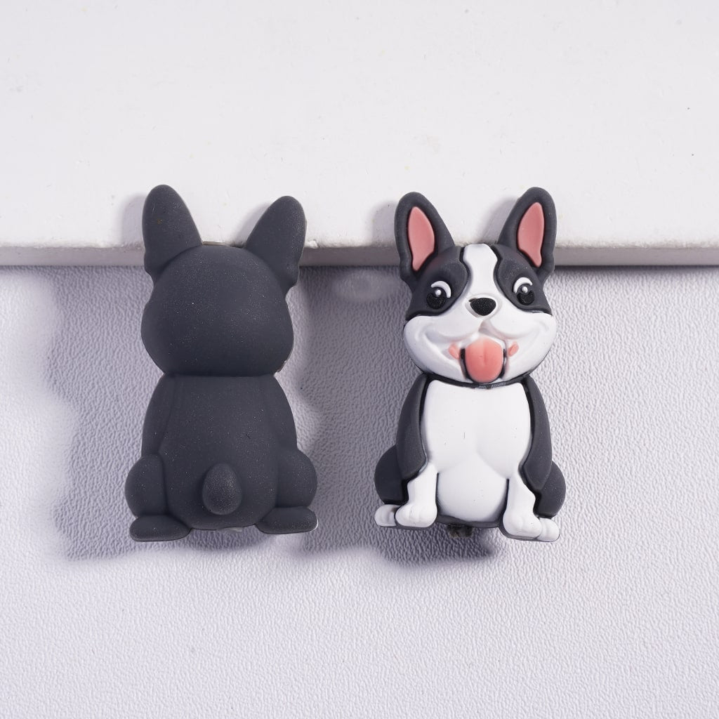 Silicone Focal Beads 3D Lovely Dog in Sitting Gesture Series