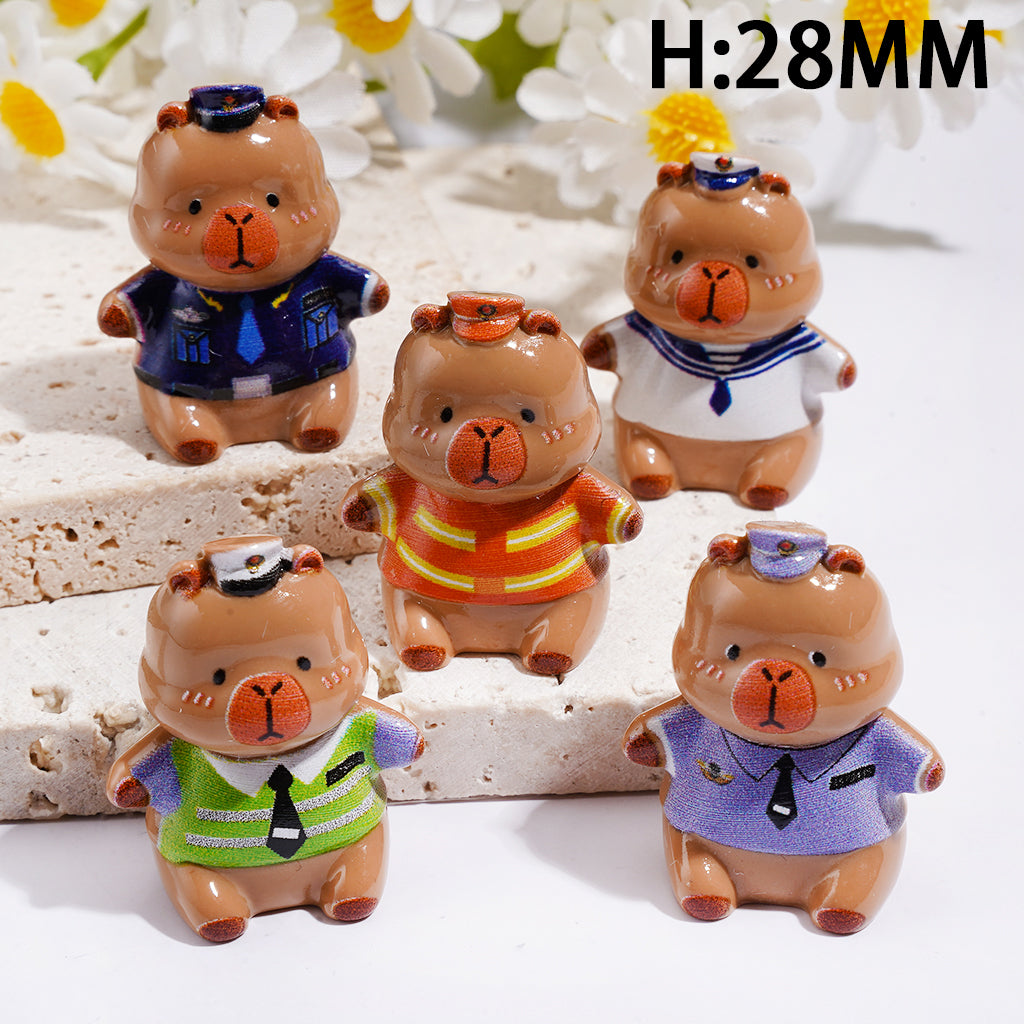 Acrylic Beads for Pen Toppers Capybara in Different Profession Outfits, Height 28MM, Jewelry Accessories, Random Mix